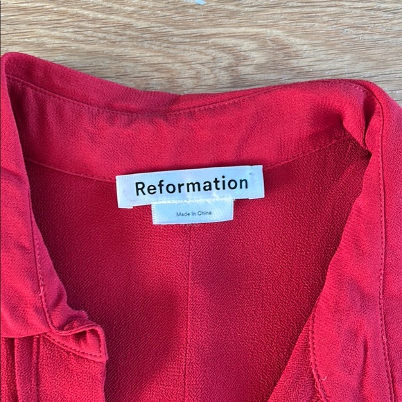 Reformation Red Ruffled Buttoned Midi Dress - Picture 2 of 5